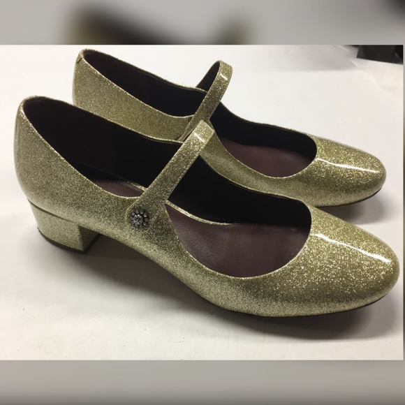 gold glitter mary jane shoes